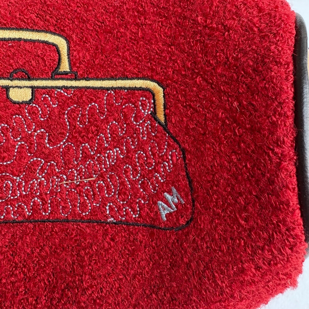 Vintage Antonio Melani Round Clutch Make Up Bag Grandmacore Classic Bold Preppy - Picture 2 of 5